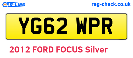 YG62WPR are the vehicle registration plates.