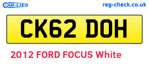 CK62DOH are the vehicle registration plates.