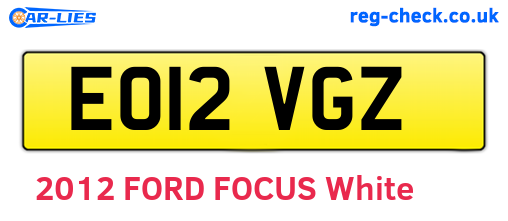 EO12VGZ are the vehicle registration plates.