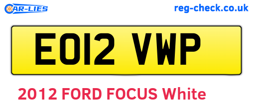 EO12VWP are the vehicle registration plates.