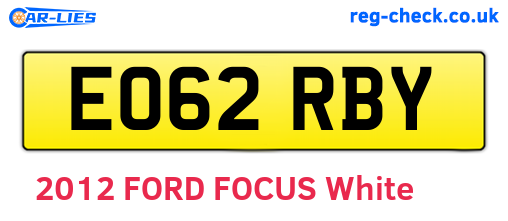 EO62RBY are the vehicle registration plates.