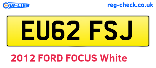EU62FSJ are the vehicle registration plates.