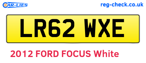 LR62WXE are the vehicle registration plates.