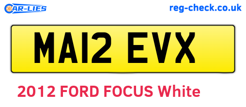 MA12EVX are the vehicle registration plates.