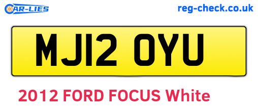 MJ12OYU are the vehicle registration plates.