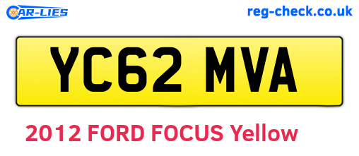 YC62MVA are the vehicle registration plates.