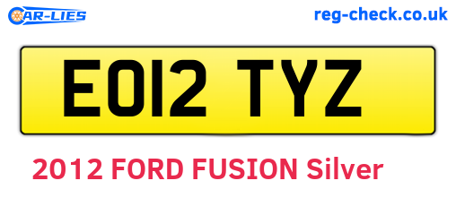 EO12TYZ are the vehicle registration plates.