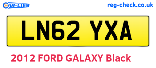 LN62YXA are the vehicle registration plates.