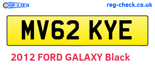 MV62KYE are the vehicle registration plates.