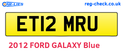 ET12MRU are the vehicle registration plates.