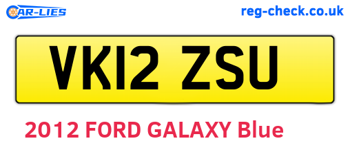 VK12ZSU are the vehicle registration plates.