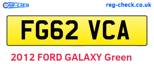 FG62VCA are the vehicle registration plates.