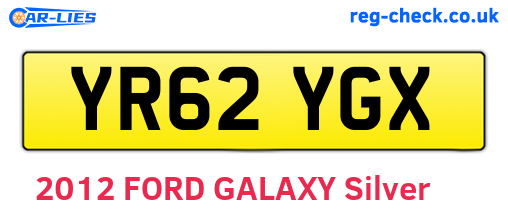 YR62YGX are the vehicle registration plates.