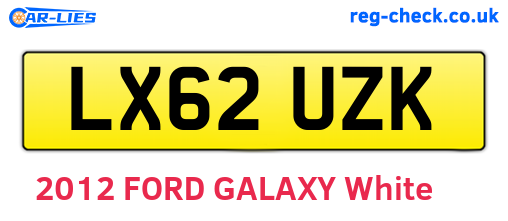 LX62UZK are the vehicle registration plates.