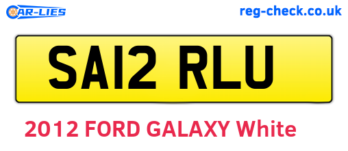 SA12RLU are the vehicle registration plates.