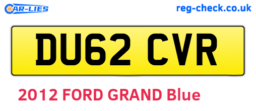 DU62CVR are the vehicle registration plates.