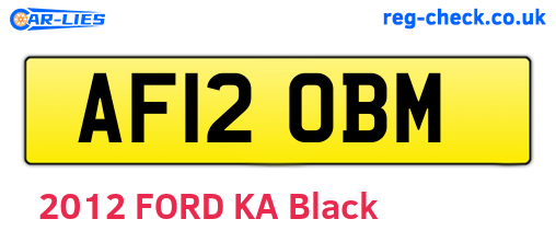 AF12OBM are the vehicle registration plates.