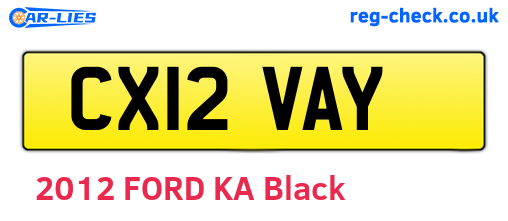 CX12VAY are the vehicle registration plates.