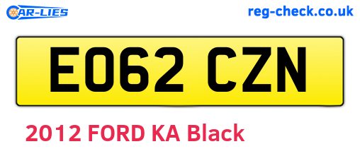 EO62CZN are the vehicle registration plates.