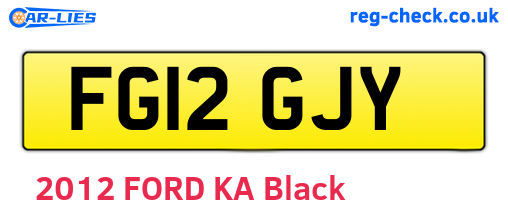FG12GJY are the vehicle registration plates.