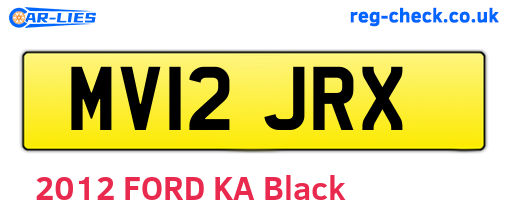 MV12JRX are the vehicle registration plates.