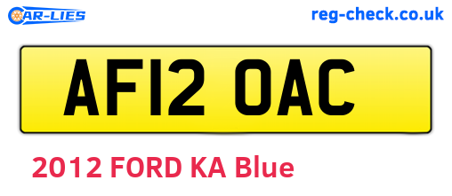 AF12OAC are the vehicle registration plates.