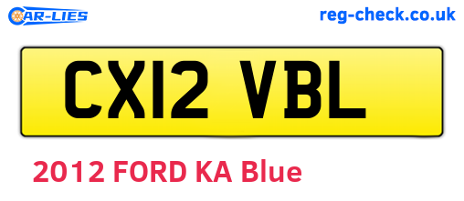 CX12VBL are the vehicle registration plates.