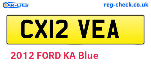CX12VEA are the vehicle registration plates.