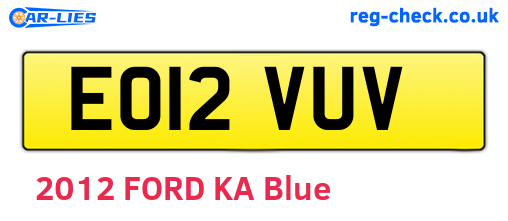 EO12VUV are the vehicle registration plates.