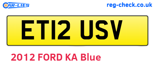 ET12USV are the vehicle registration plates.