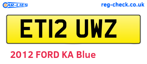ET12UWZ are the vehicle registration plates.