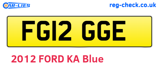 FG12GGE are the vehicle registration plates.