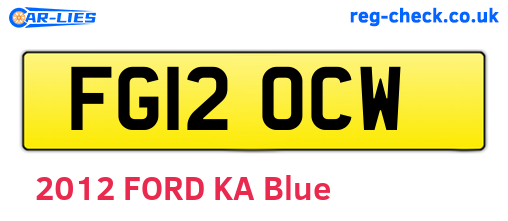FG12OCW are the vehicle registration plates.
