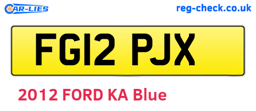 FG12PJX are the vehicle registration plates.