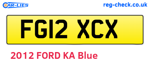 FG12XCX are the vehicle registration plates.
