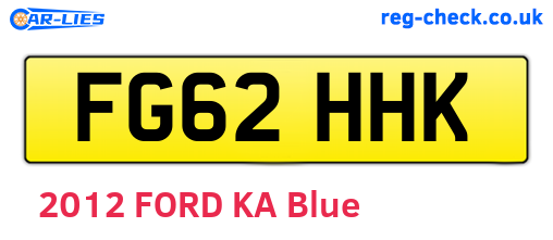 FG62HHK are the vehicle registration plates.