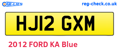 HJ12GXM are the vehicle registration plates.