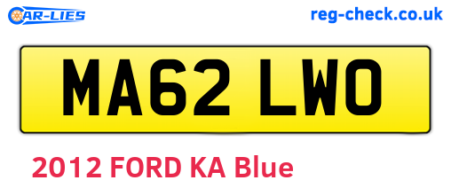 MA62LWO are the vehicle registration plates.