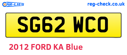 SG62WCO are the vehicle registration plates.