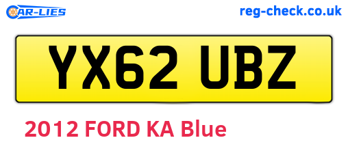 YX62UBZ are the vehicle registration plates.