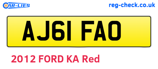 AJ61FAO are the vehicle registration plates.