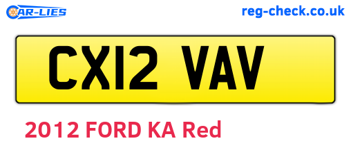 CX12VAV are the vehicle registration plates.
