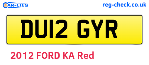 DU12GYR are the vehicle registration plates.