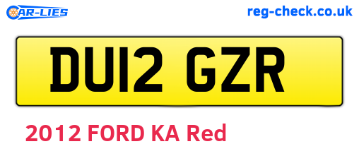 DU12GZR are the vehicle registration plates.