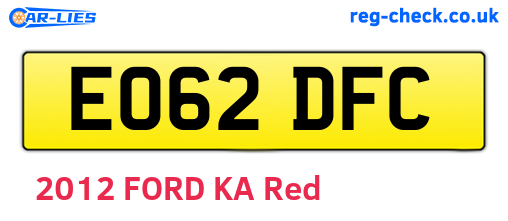 EO62DFC are the vehicle registration plates.