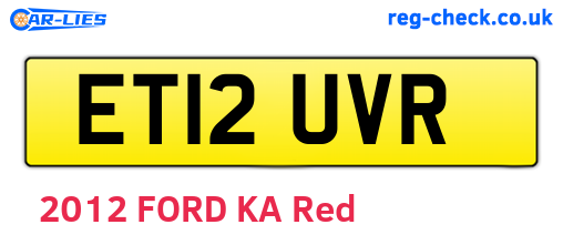 ET12UVR are the vehicle registration plates.