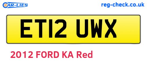 ET12UWX are the vehicle registration plates.