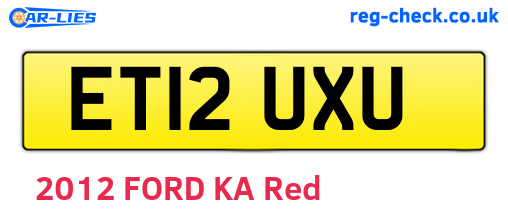 ET12UXU are the vehicle registration plates.