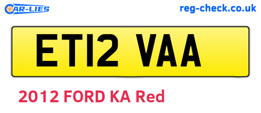 ET12VAA are the vehicle registration plates.
