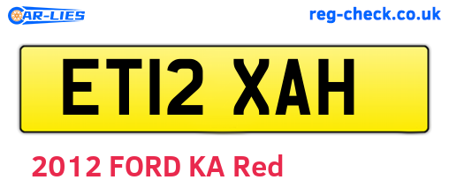 ET12XAH are the vehicle registration plates.
